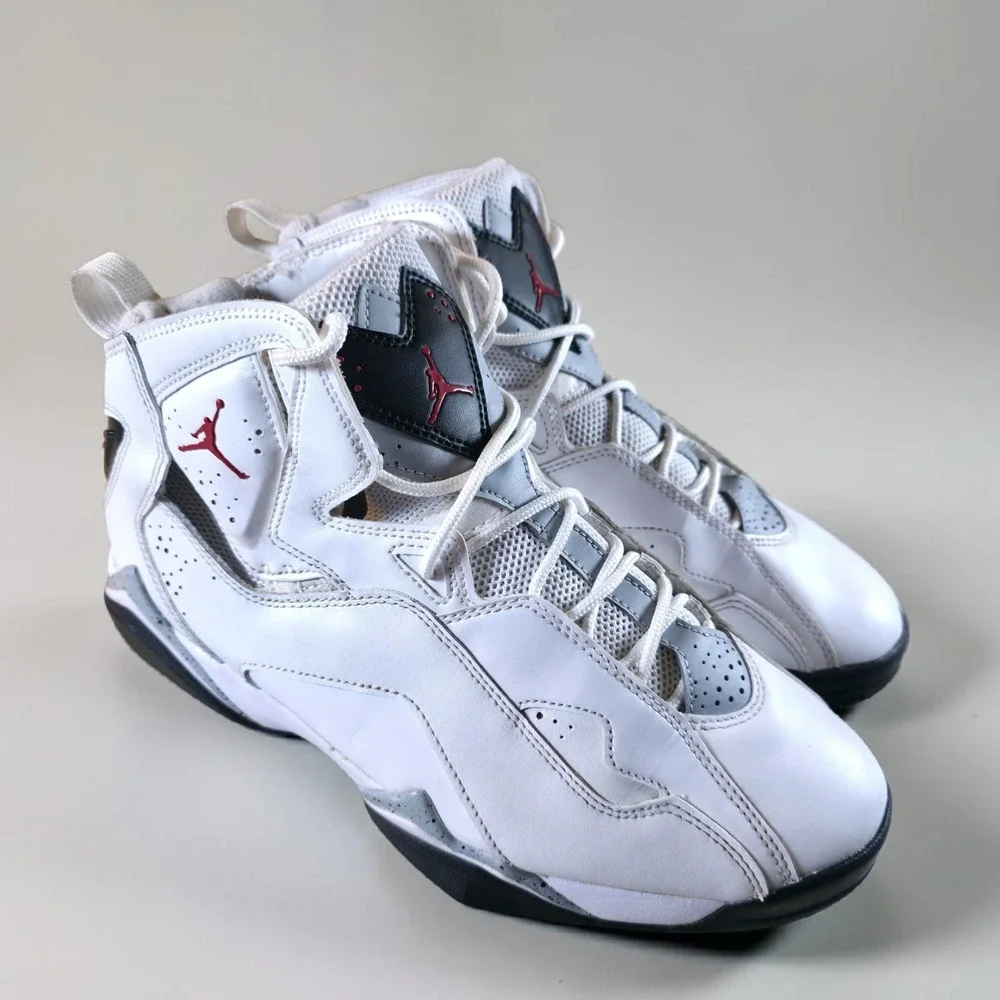 Jordan True Flight White Cement High Top Sneakers White Black Red Mens Size 9